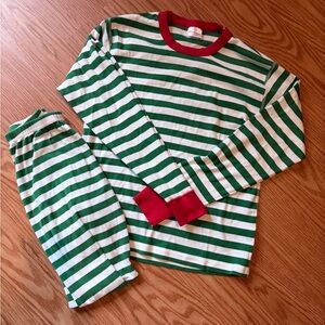Hanna Andersson Adult Unisex Green and White Pajama Set Size M